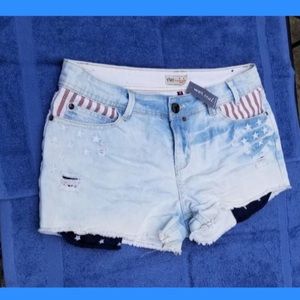 Distressed Stars n Stripes Denim Shorts
